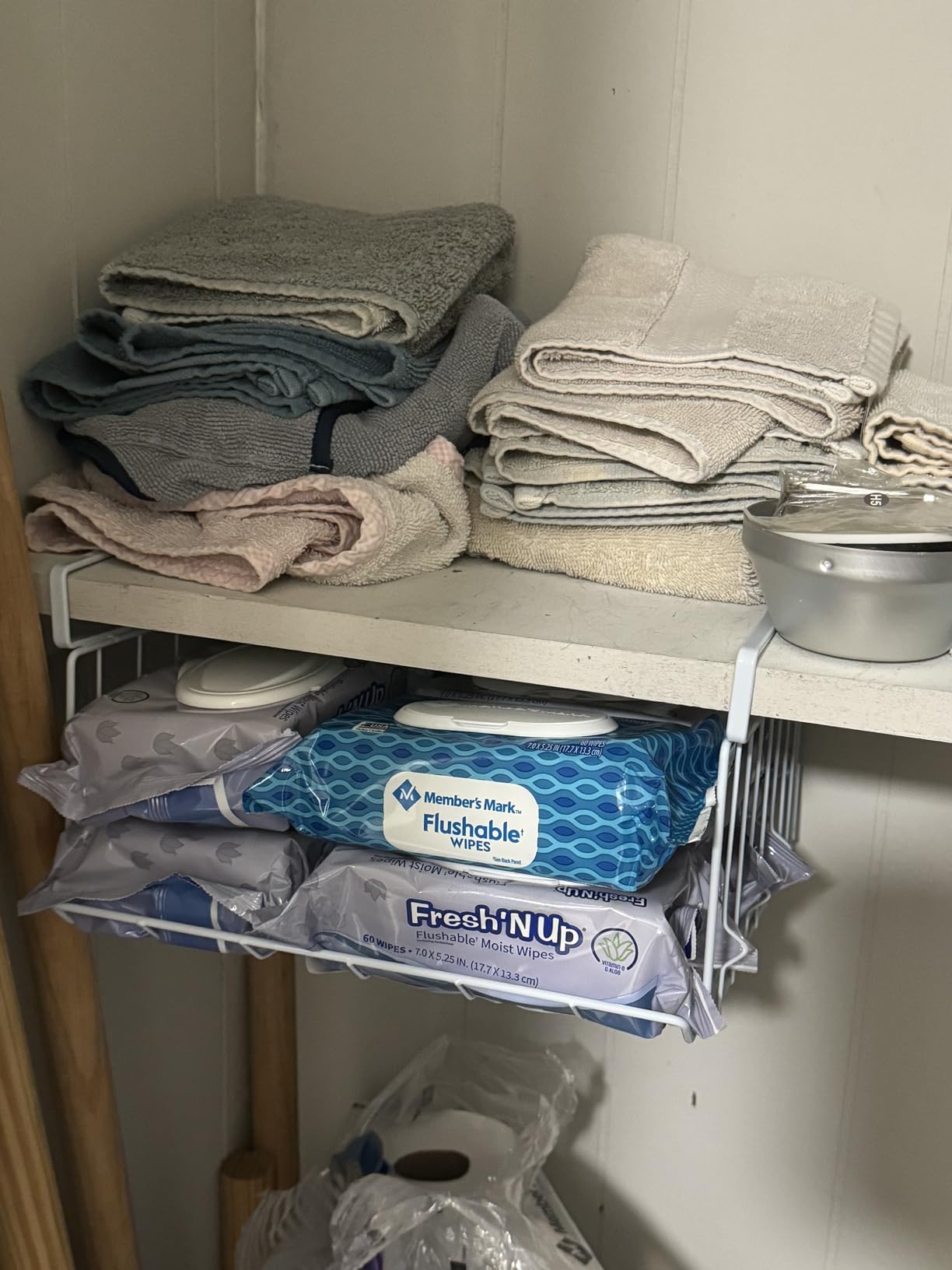 Under Shelf Basket Storage, Steel Under Shelf Hanging Wire Baskets Shelves for Laundry Room Kitchen Desk Pantry Bookshelf (White, 2 Pack) customer photo 1