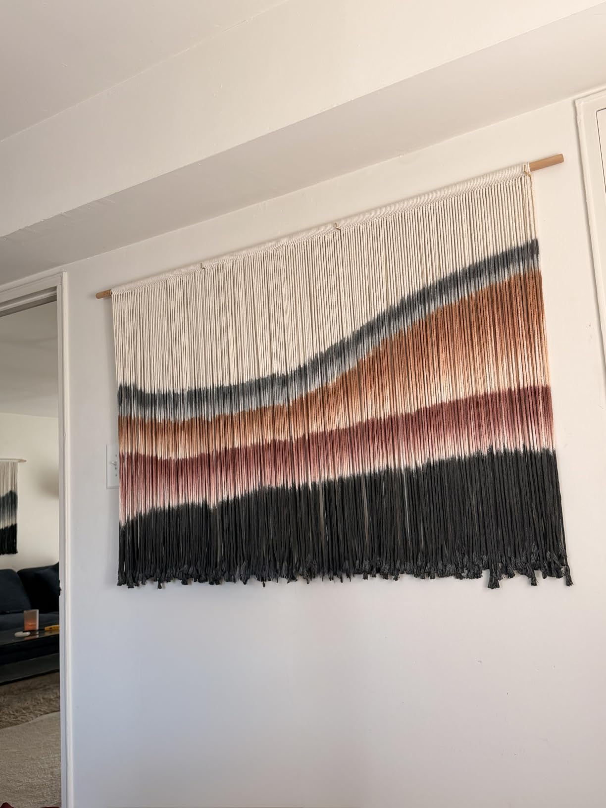 Flber Macrame Wall Hanging Macrame Wall Decor Large-Scale Tie-Dye Tapestry Living Home Room Wall Decor 57
