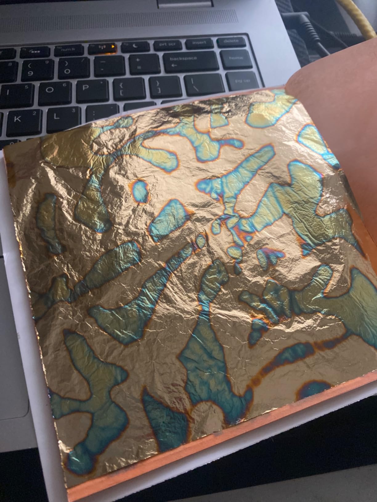 Variegated Gold Leaf Sheets - KINNO Multiple Types of Metal Leaf Papers with Patterns for Gilding Projects, Type 1 (25 Sheets Per Booklet) customer photo 2