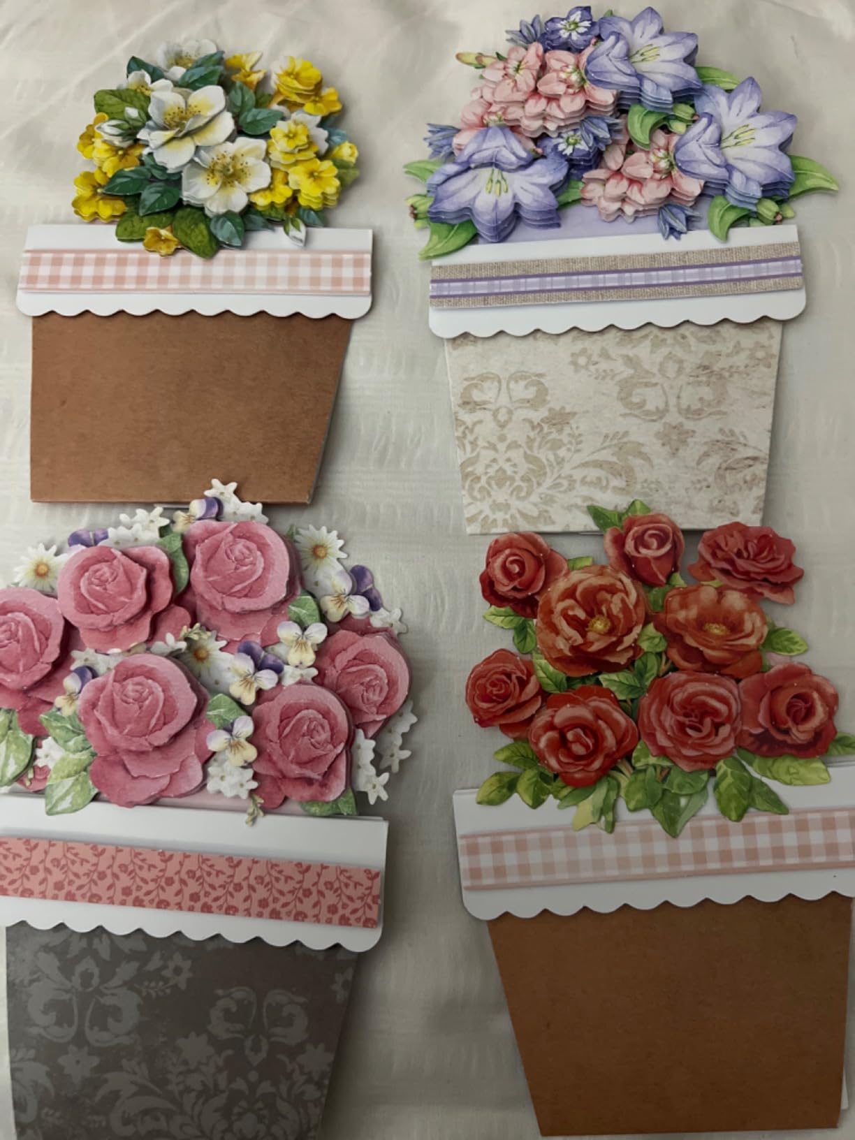 Katy Sue Flower Patch Pots Card Making Kit. 8 Cards, 8 Envelopes, 3 Sheets of Floral Die-Cut Decoupage, Adhesive Pads, & 2 Sheets of Birthday Sentiments Banners for Card Making Supplies customer photo 2