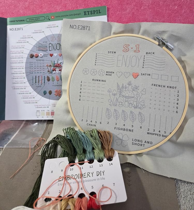 ETSPIL Embroidery Kit for Beginners, Magnetic Needle Minder & 4K Video Tutorials, Pre-Printed Floral Patterns, Bound Guide, Relaxing Screen-Free Craft for Women at Home customer photo 1