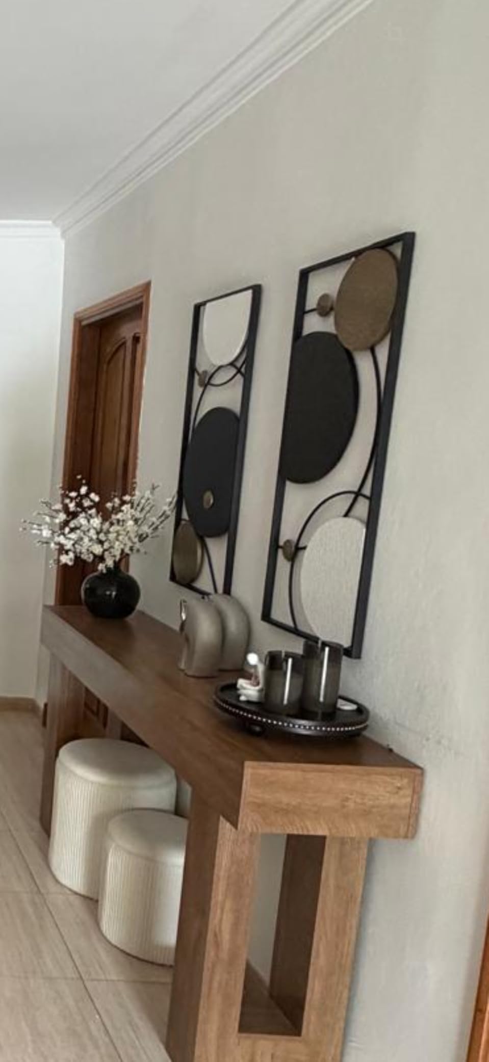 LuxenHome Metal Wall Art, 2 Pieces Abstract Wall Decor Brown Metal Wall Decor, 36