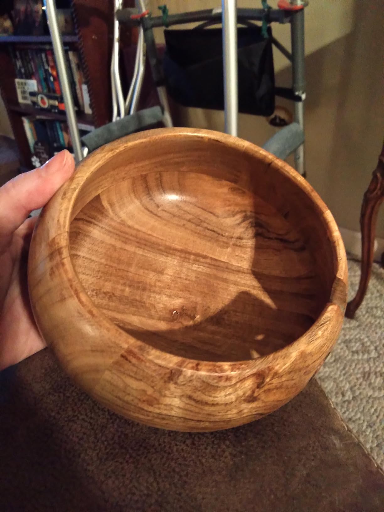 Samhita Acacia Wood Wooden Yarn Bowl for Crocheting & Knitting Hand Made by Indian Artisans Birthday Gifts for Mom & Knitting Lovers (6