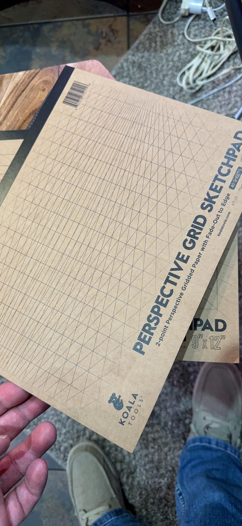 Koala Tools - 40-Page Drawing Pad for 2-Point Perspective, Room Grid Sketch Pad with 3D Virtual Walls Design, Gridded Graph Paper for Interior Room Design, Industrial, Architectural 9 x 12 inches customer photo 2