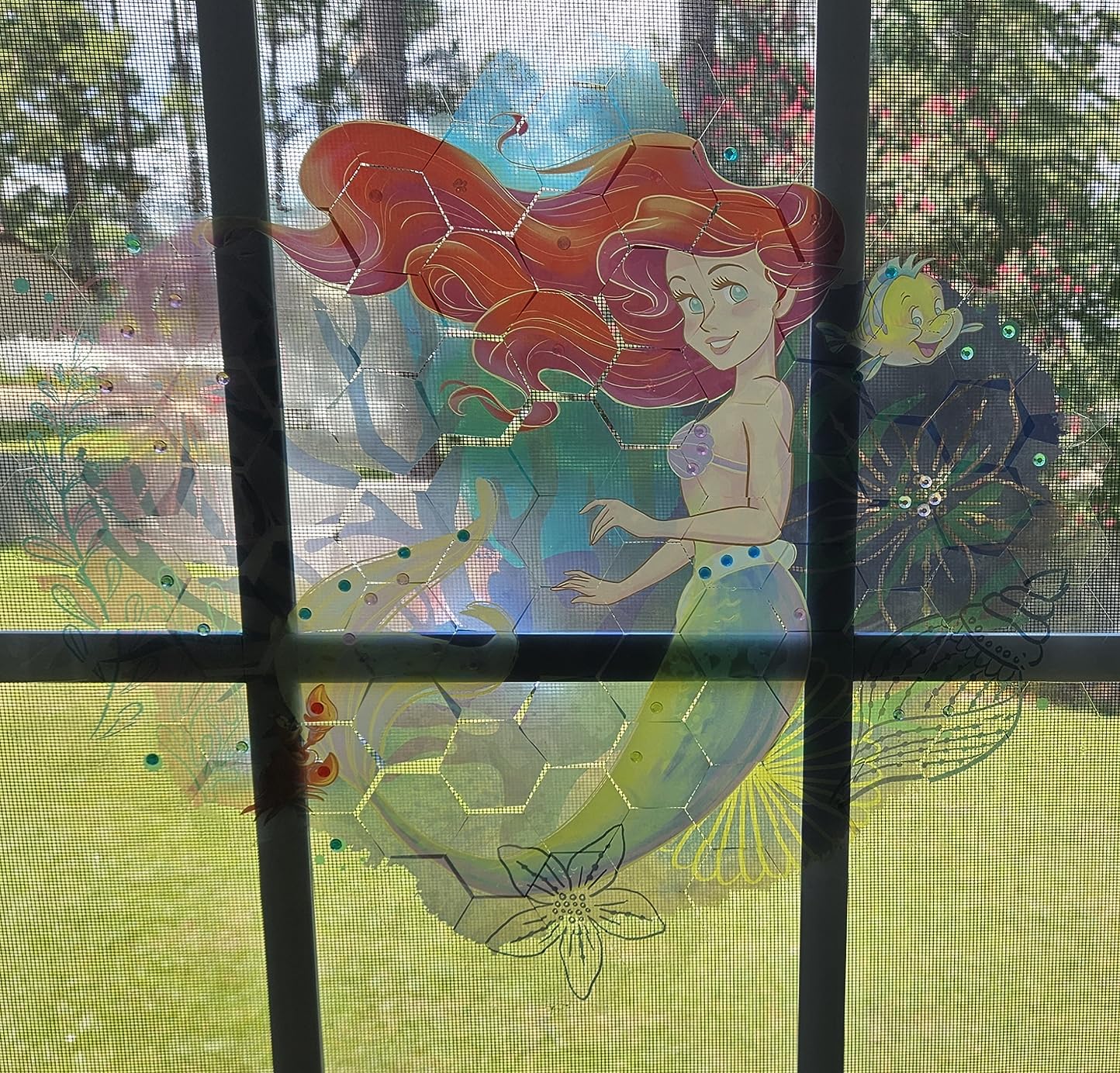 Make It Real Disney: Window Art Mosaic - The Little Mermaid - 106 pcs, Reusable Puzzle Window Clings, Creates a 17.3 x 16.5 Image, Kids Ages 6+ customer photo 1