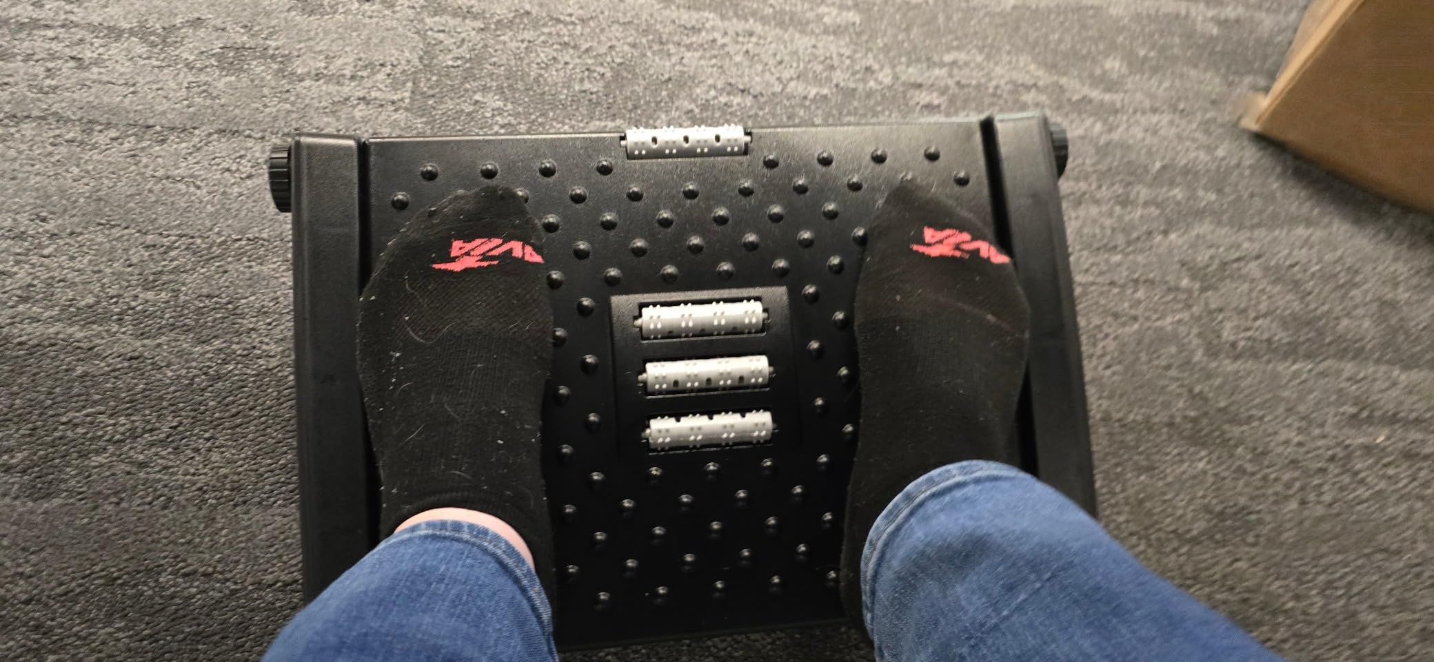 Foot Rest, Adjustable Height Foot Rest for Under Desk at Work, Ergonomic Foot Stool Under Desk for Office, Under Desk Footrest with Large Roller Massage, Comfortable Foot Stool for Pressure Relief customer photo 1