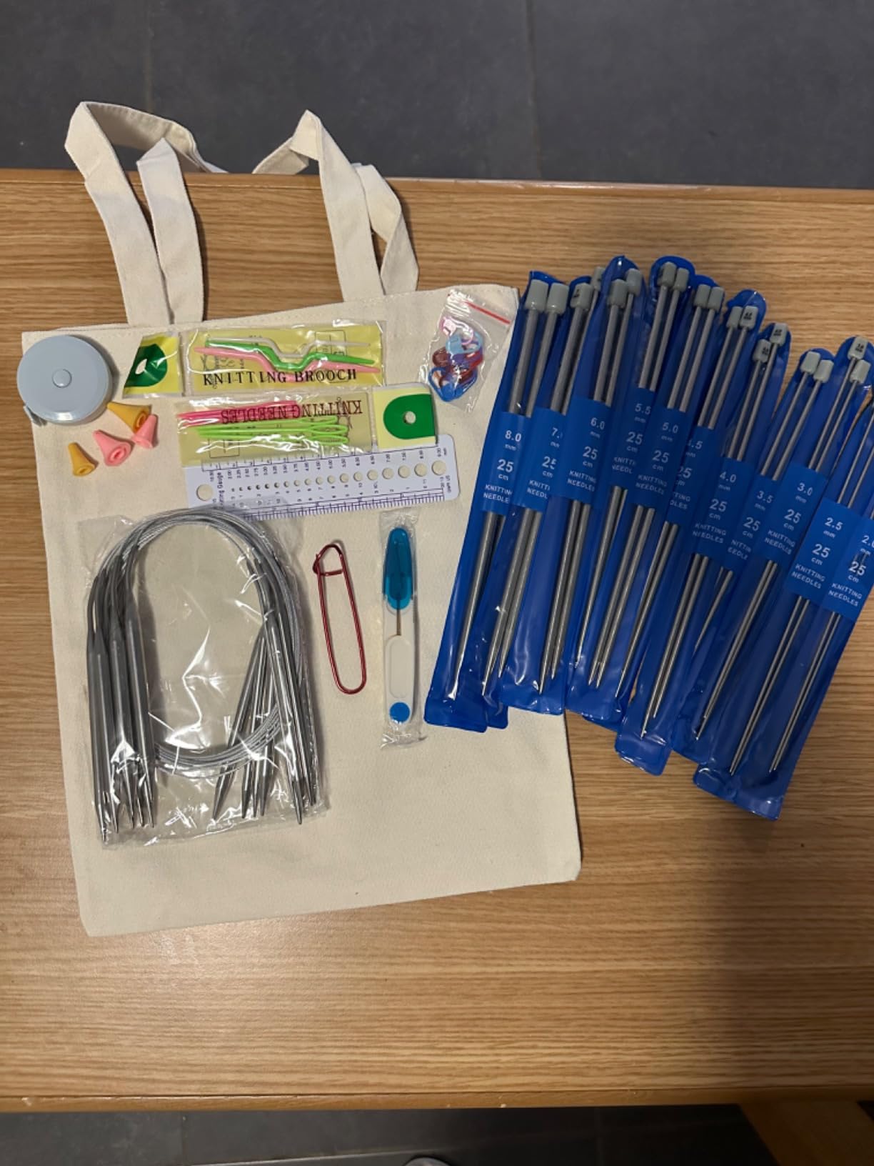 Katech Knitting Needles Set for Beginners, 9 Pairs Circular Knitting Needles Set and 22 Pcs Single Pointed Knitting Needle Set with Tote Bag Knitting Accessories customer photo 1