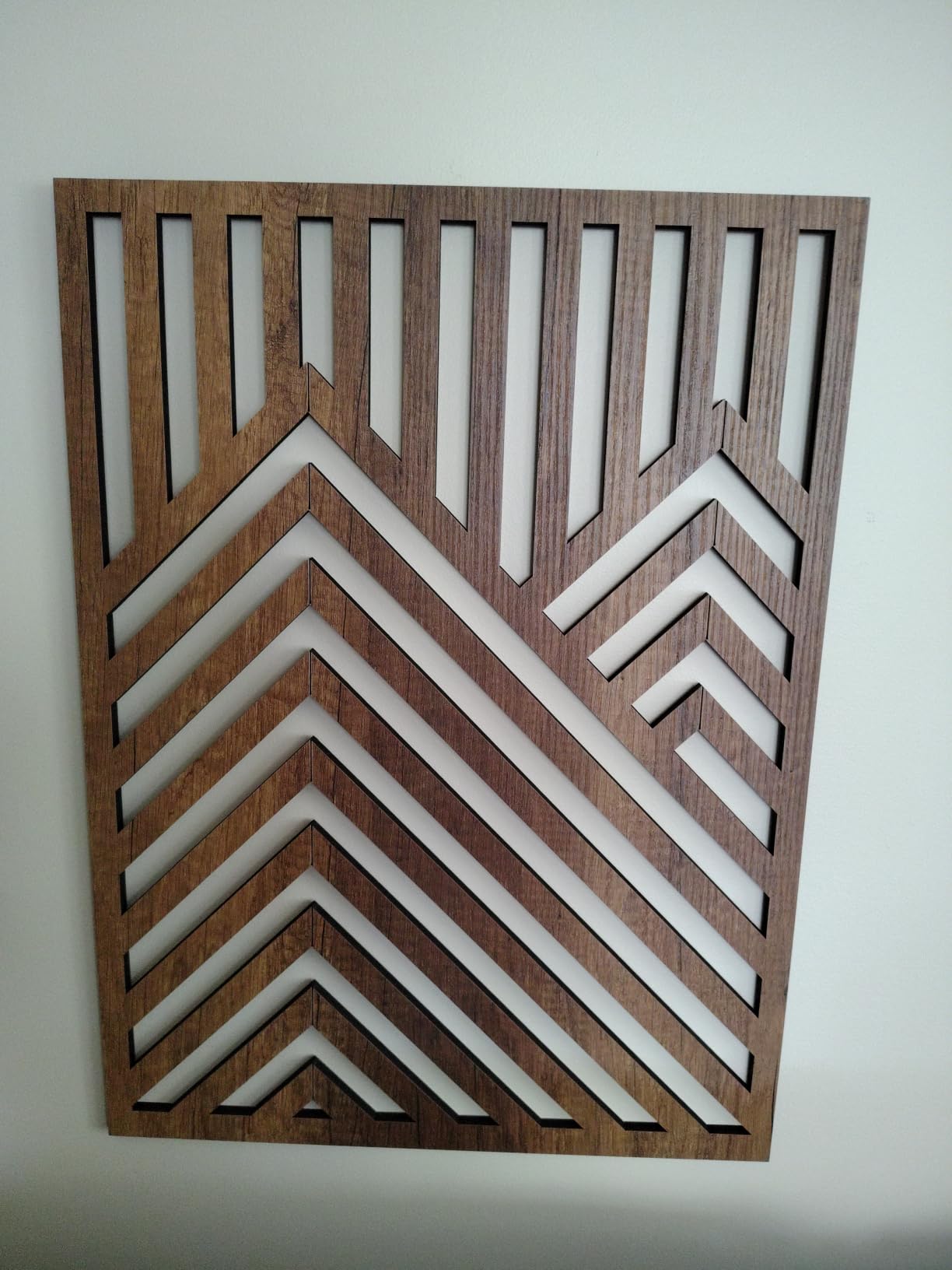 qmmp Modern Wooden Wall Sculptures - Set of 3 - Home Decor Accent - Large Wall Art for Living Room, Bedroom, Office - Easy Installation (Oak, Medium - Mountain and Sun) customer photo 2