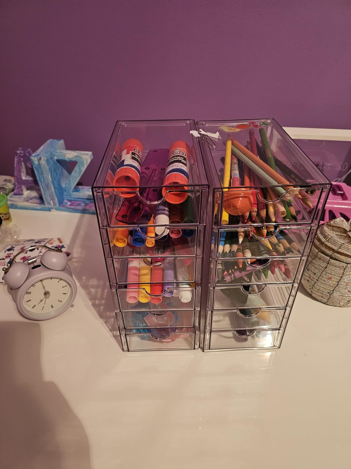 VZKAH Acrylic Organizer with Drawers | 20 Drawers 4 Sets | Desk Organizer and Storage, Clear Makeup Organization, For Office/Art Supply/Craft Storage and Organization customer photo 1