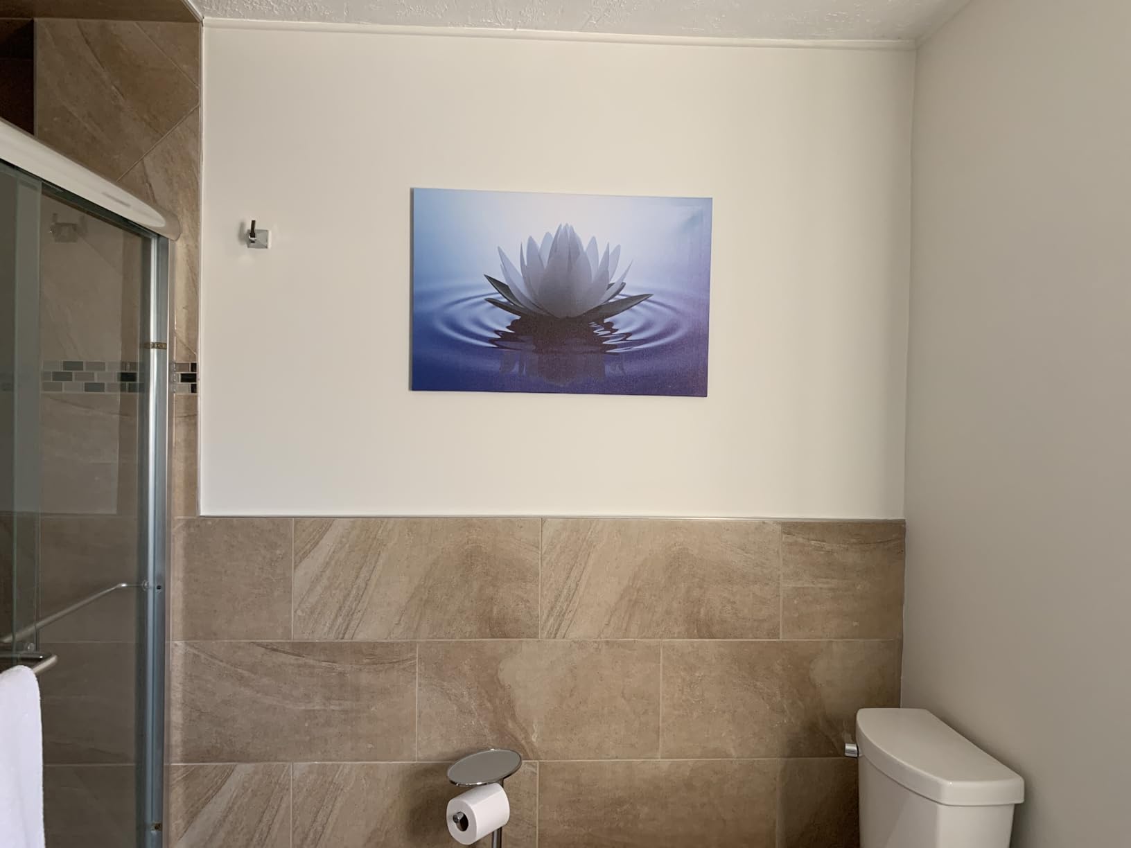 White Lotus Wall Art Canvas Pictures Print Spiritual Meditation Artwork Poster for Yoga Room Bathroom Zen Spa Photo Decor Framed Ready to Hang (24x 36inch) customer photo 2
