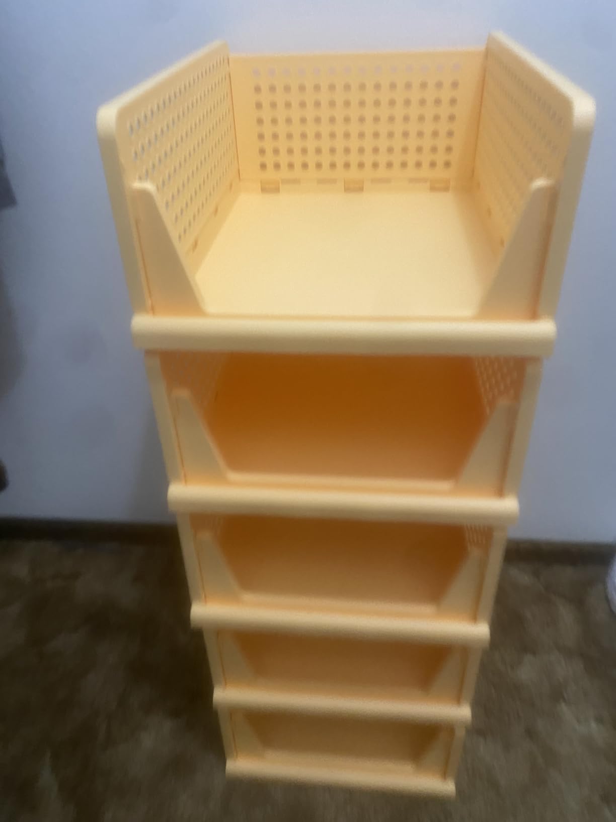 SNSLXH 5 Pack Stackable Closet Storage Basket, Multifunctional & Foldable Closet Organizer for Bathroom Kitchen Laundry Room Wardrobe Storage, Space-Saving Clothes Storage Drawer Organizer, White customer photo 1