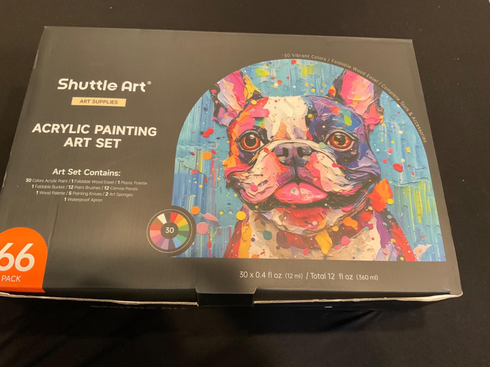 66 Pack Acrylic Paint Set, Shuttle Art Acrylic Painting Set with 30 Colors Acrylic Paint, Wooden Easel, Painting Canvas, Paint Brushes, Palettes, Art Painting Supplies for Kids Adults Beginner Artists customer photo 1