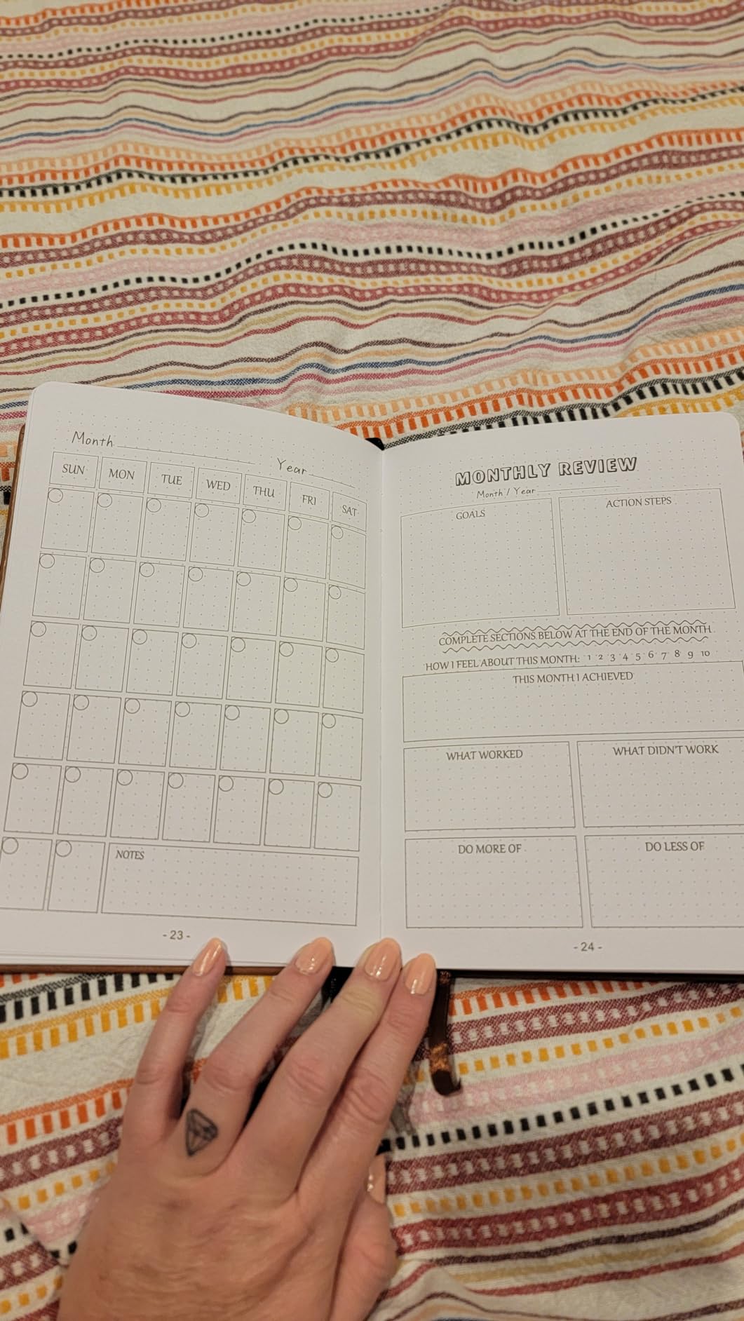 Premade Dotted Journal Notebook with Bullet Templates, Pre-made Dot Grid Journaling with Undated Weekly & Monthly Planner, Various Trackers, Lasts 1 Year, A5 customer photo 2
