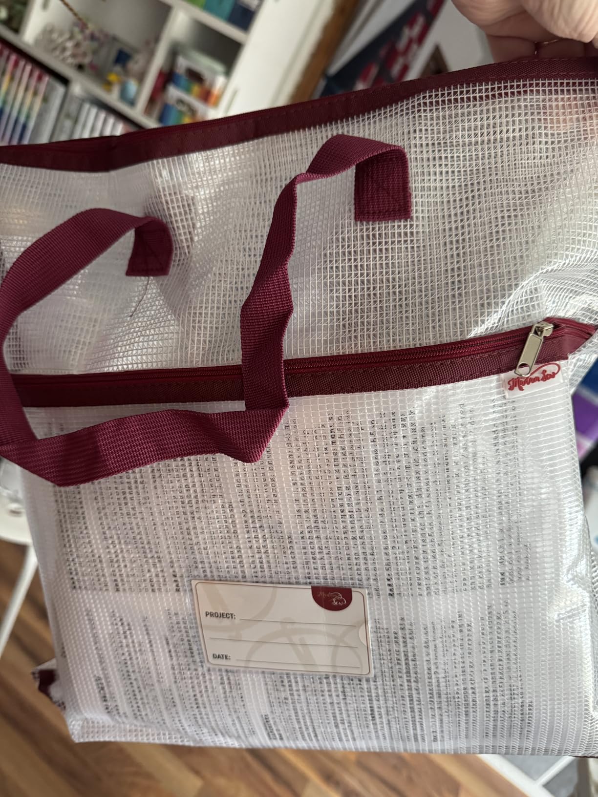 Madam Sew Project Bag - Craft Bag Organizer Tote with Handles, Two Pockets, See-Through Mesh, and Card Slot, Perfect for Quilting, Knitting, Stitching and Embroidery Projects Storage (16x16) customer photo 1