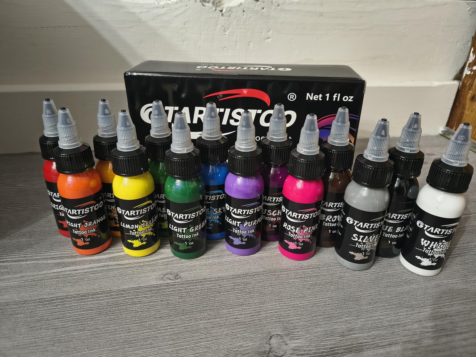 GTARTISTOO Professional Tattoo Ink Set 14 Colors 1OZ (30ml) Vegan-Friendly Pigment Tattoo Ink Supplies Ink customer photo 1