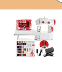 Hearth & Harbor Mini Sewing Machine for Beginners, Dual Speed Small Portable Sewing Machine for Kids and Adults with Extension Table, 48 Piece Gift Set Includes, Pedal, Projects Book and More, Red customer photo 1