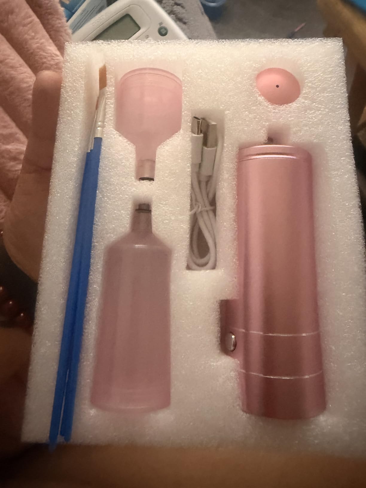 Airbrush Kit Air Brush Kit With Air Compressor Nail Charms Wireless Air Brush for Barber, Nail Art,Makeup, Model Painting (Pink) customer photo 2