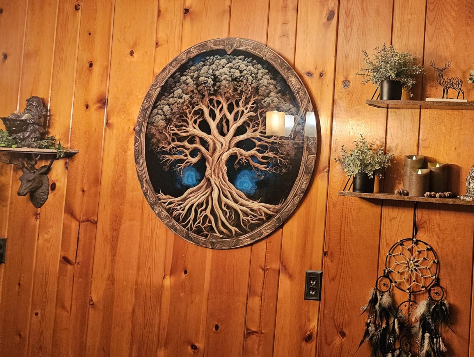 Venodeco Tree Of Life, Tempered Glass Wall Art, Abstract Wall Painting, Home Decor, Housewarming Gift, Wall Hangings, Round Wall Art, Wall Decor, Stained Glass Art customer photo 1