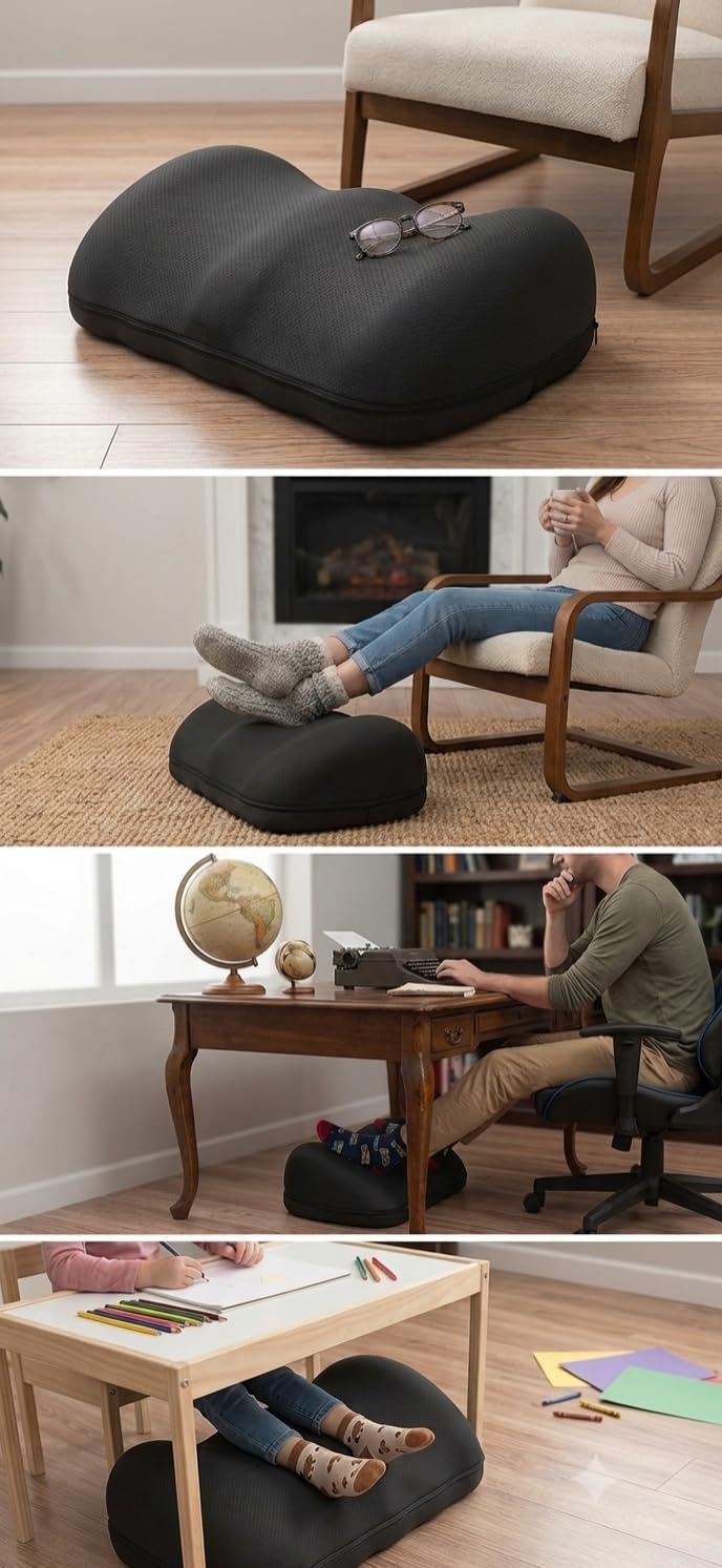 Elevate Series by Everlasting Comfort Adjustable Cloud Foot Rest for Under Desk at Work with Pressure Point Nodes - Comfortable Memory Foam Office Foot Stool & Desk Pillow, Gaming & Home Accessories customer photo 1