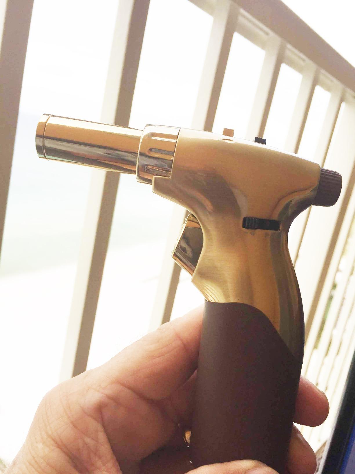 Dual Flame Butane Torch - Refillable Handheld Blow Torch for Cooking, Soldering, & Resin Art w/Adjustable Flame & Ignition Lock - Kitchen Blow Torch & Luxurious Gift Box by inZaynity® - Brown Steel customer photo 1