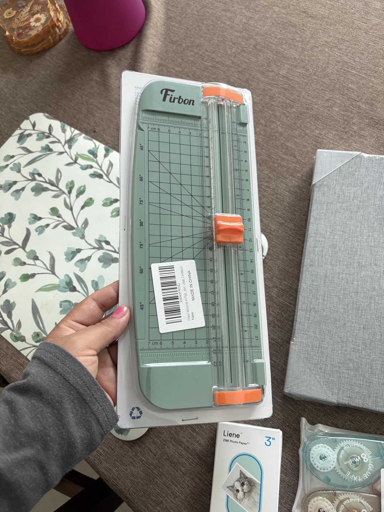 Firbon Morandi A5 Paper Cutter, Straight Small Paper Trimmer with Side Ruler for Scrapbooking Craft, Paper, Coupon, Label, Cardstock customer photo 1