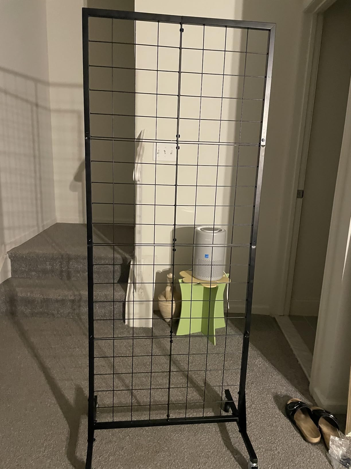 Gridwall Panel Display Stand, 2'x5.5' Heavy Duty Floor Standing Rack with Detachable Girdwall, Movable Silent Wheel, Easy to Transport, Ideal for Retail & Craft Fairs customer photo 2