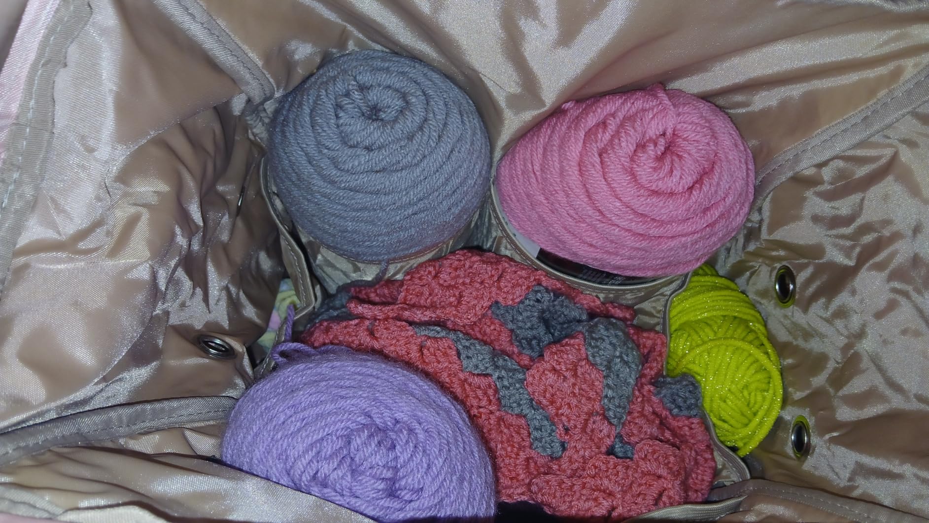 HOMEST Crochet Bag Organizer, Large Capacity Yarn Storage, Knitting Bag for Carrying Projects, Crocheting Hooks, Suppliers, Needles and Accessories, Purple customer photo 1