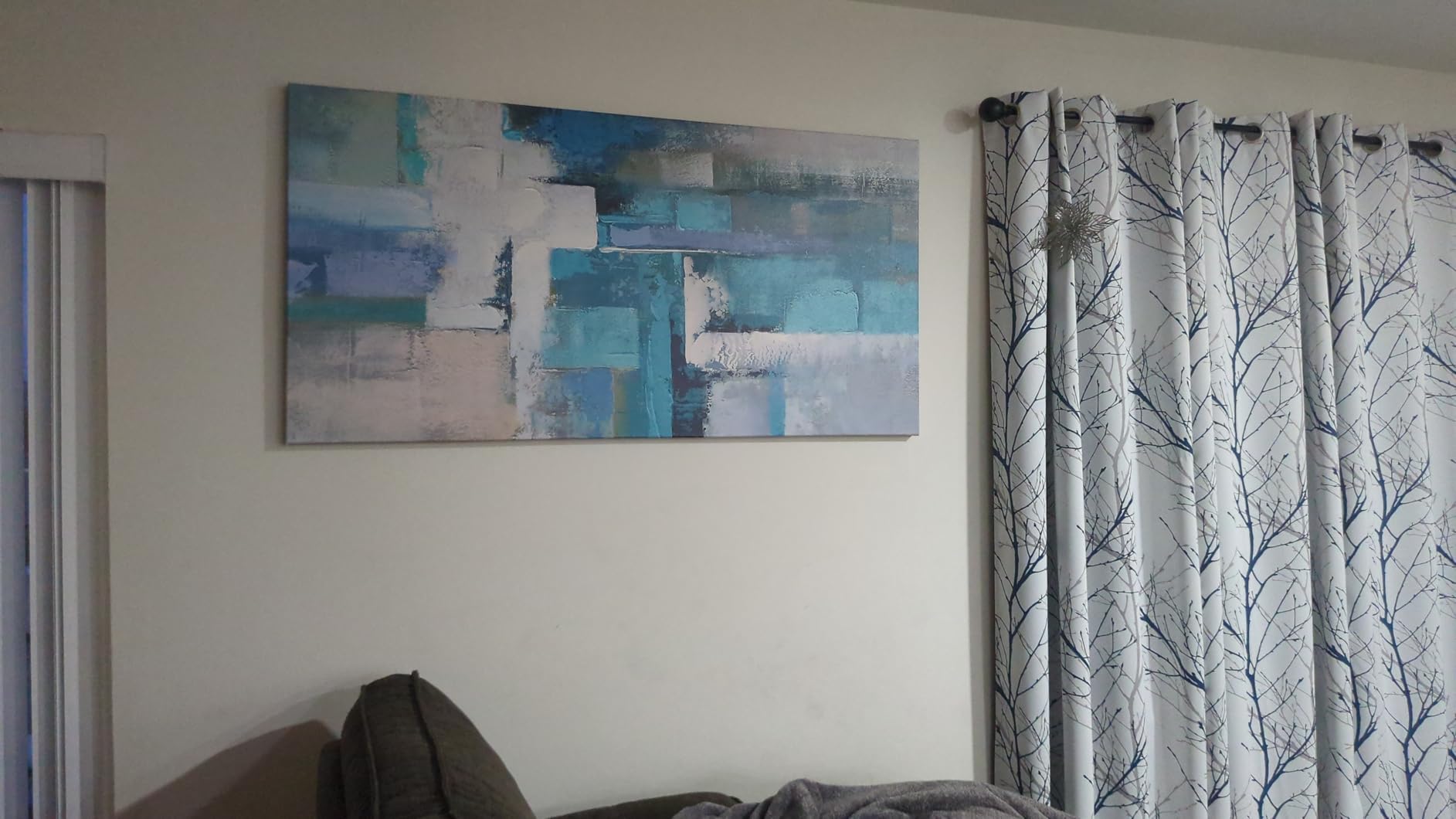 Abstract Wall Art - Large Canvas Wall Art for Living Room, Bedroom, Office - Framed Modern Wall Decor in Gray and Yellow - Artwork Paintings & Pictures customer photo 2