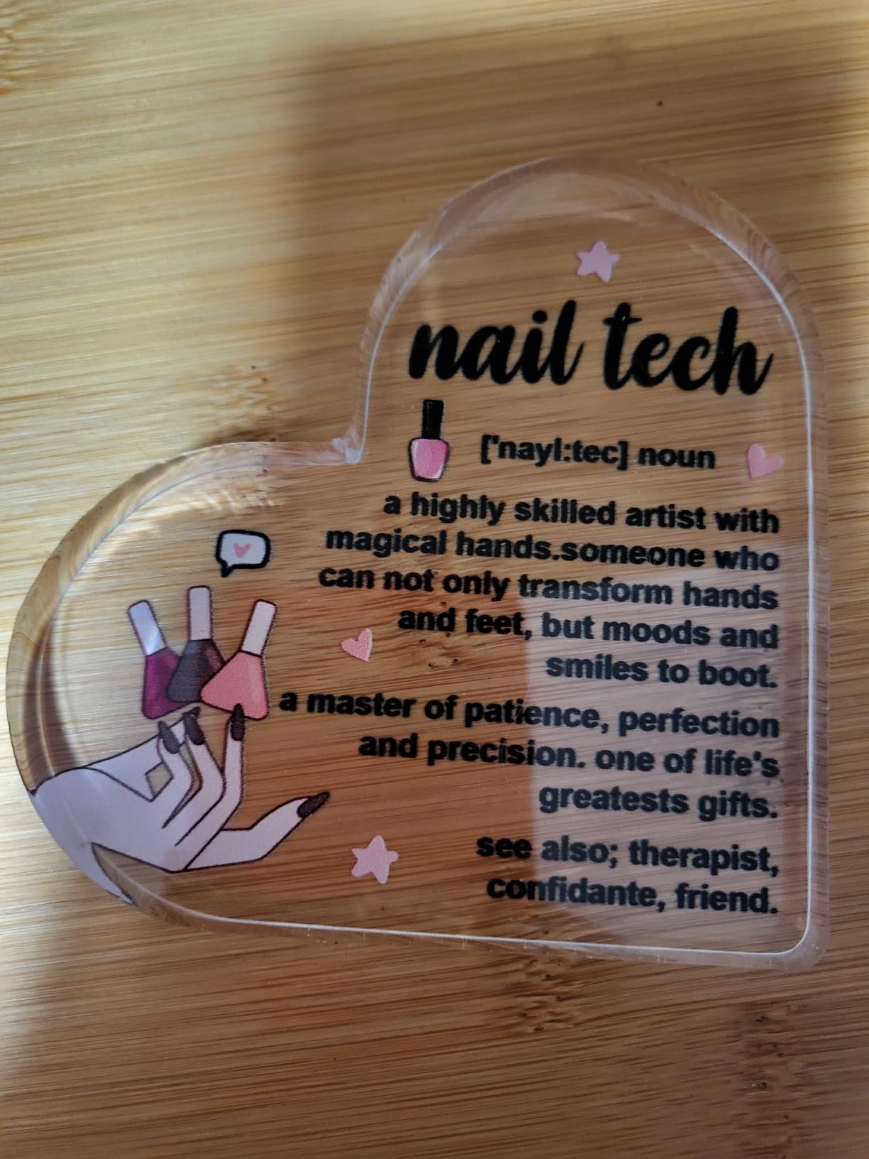 Tattoo Artist Gift for Women Men, Inspirational Gifts for Women, Thank You Gifts for Tattoo Artist, Heart Shaped Acrylic Desk Decorative Sign for Home Office, Birthday Thank You Gifts customer photo 1
