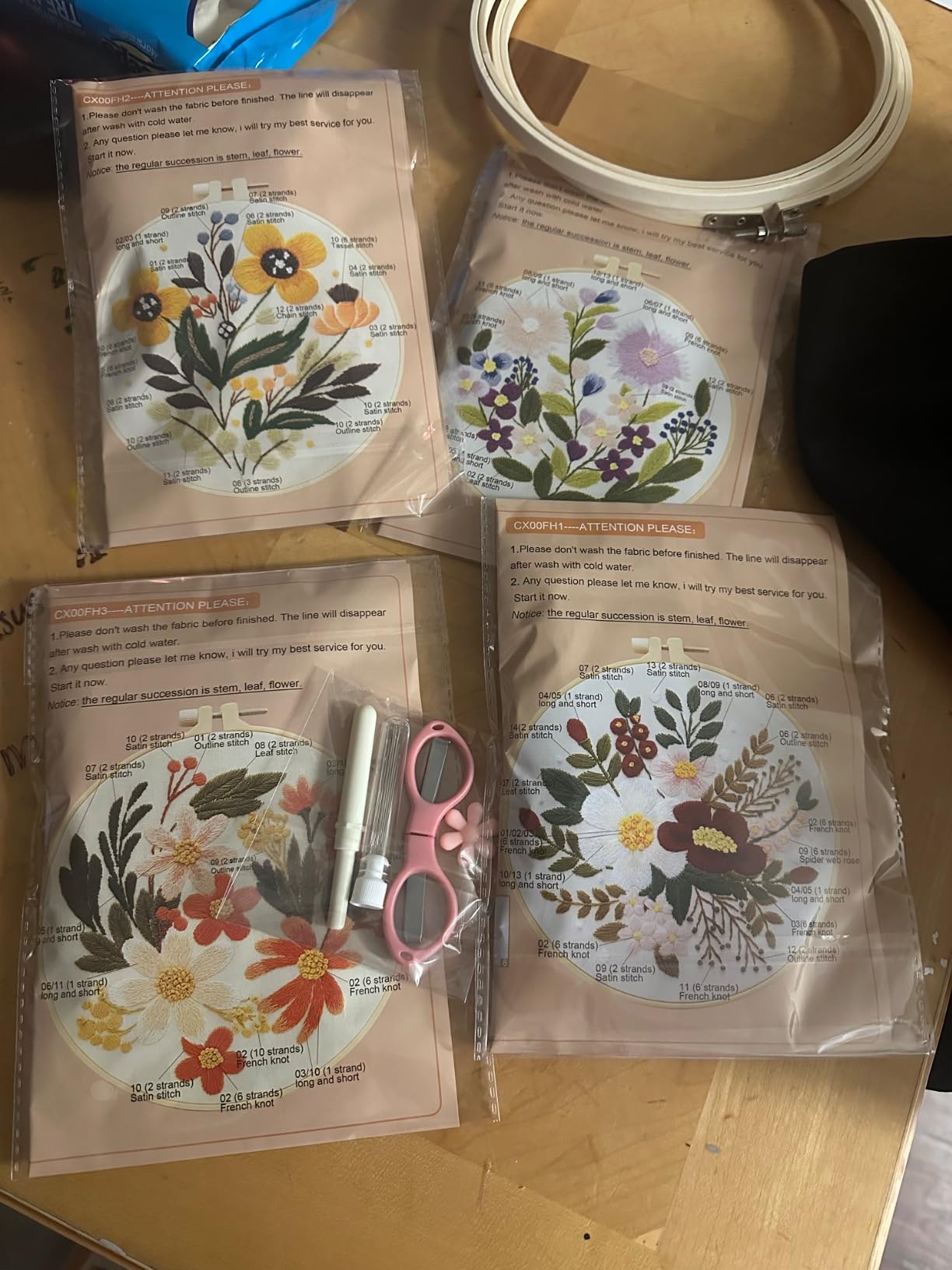 Bonroy Embroidery Kit for Beginners with Instructions, Cross Stitch Kits for Adults with Pattern, Needlepoint Kits for Adult Include Embroidery Cloth Hoops Needles Threads (flowers2) customer photo 1