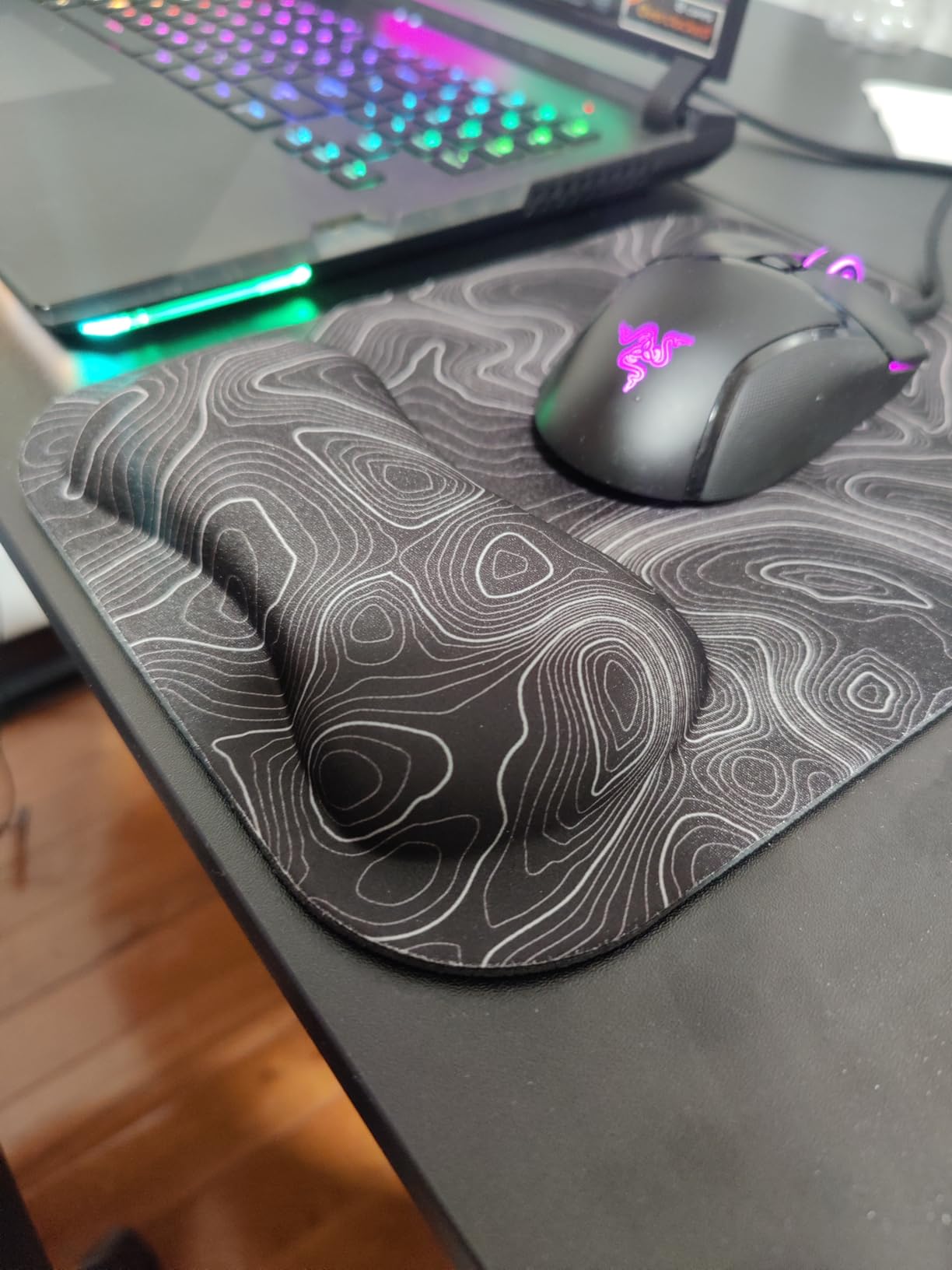 Gimars Large Smooth Superfine Fibre Memory Foam Ergonomic Mouse Pad Wrist Rest Support Mousepad with Nonslip Base for Laptop, Computer, Gaming & Office, Free Coaster Include - Topographic Map customer photo 2