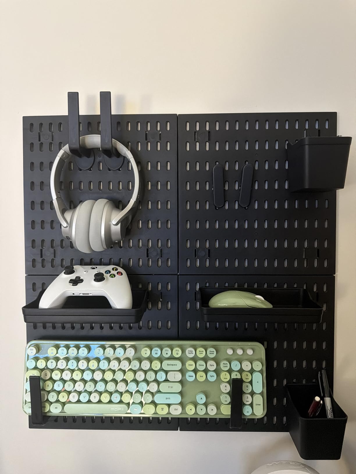 Wall Organizer Peg Board - Elevate And Declutter Your Gaming And Office - Create A Perfectly Structured Space (Black) customer photo 1