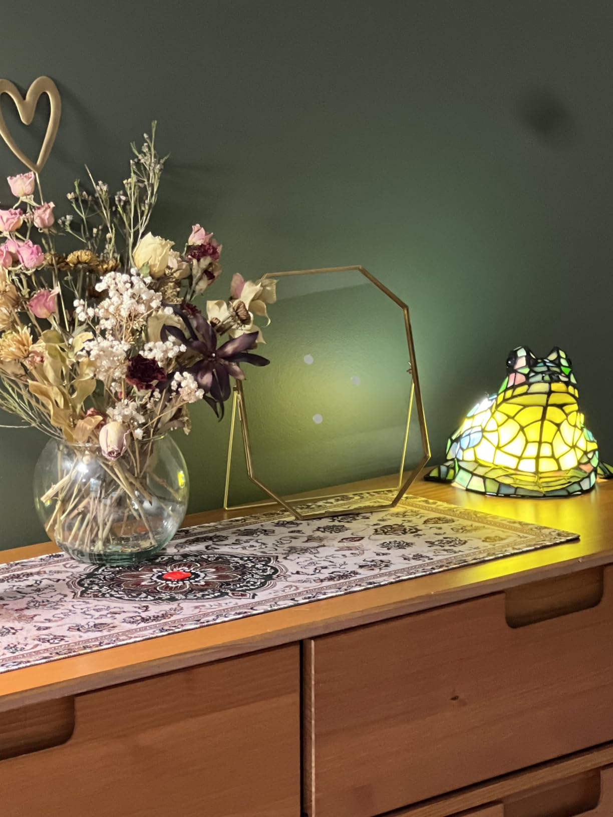 REDHUGO Glass Pressed Flower Frame Handmade, Octagon, 4x6 inches, Gold customer photo 1