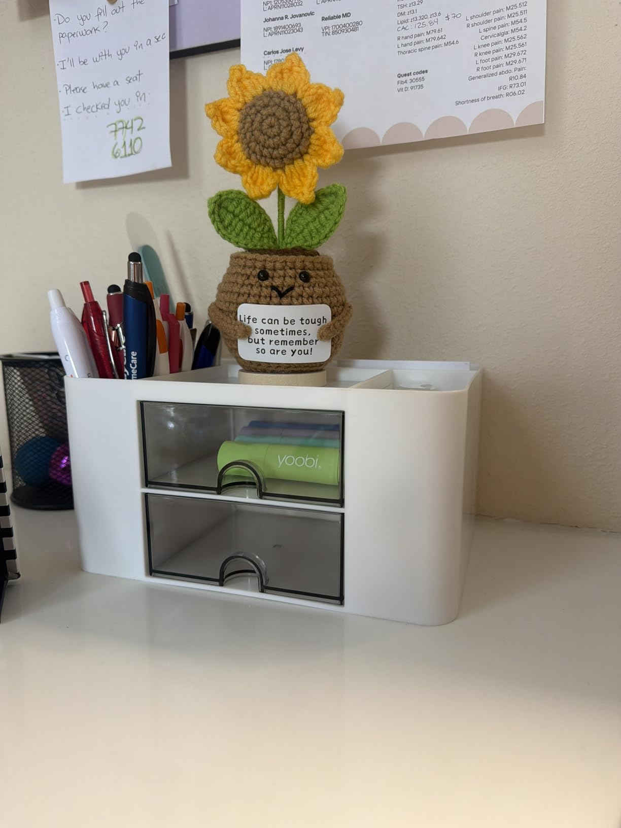 Marbrasse Pen Organizer with 2 Drawer, Multi-Functional Pencil Holder for Desk, Desk Organizers and Accessories with 5 Compartments + Drawer for Office Art Supplies (Dark Green) customer photo 1