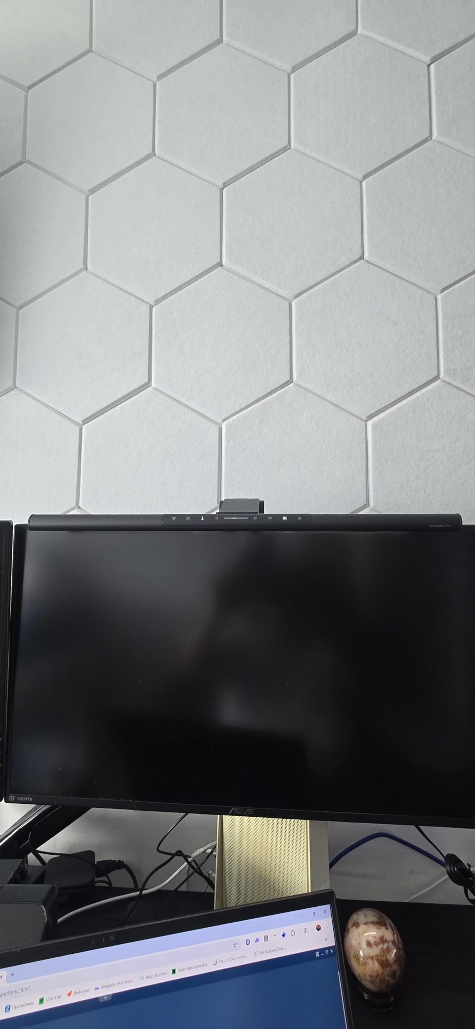 BenQ ScreenBar Pro LED Monitor Light Bar (Black) - Ultrawide Lighting, Motion Sensor, Adjustable Brightness/Color Temperature, Eye-Care USB-C Monitor lamp, No Glare, Curved Monitors customer photo 1
