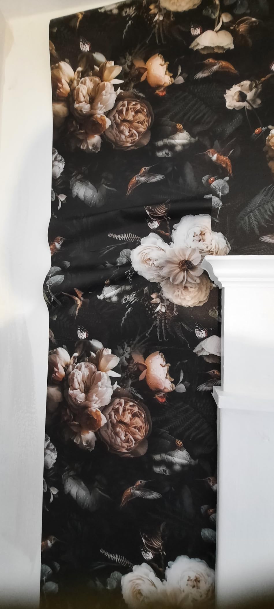 Floralplus Peel and Stick Wallpaper Removable Dark Floral Wallpaper 17.5 x 393 in Renter Friendly Wallpapers for Bedroom Accent Wall Black Floral Contact Paper Flower Wall Mural customer photo 1