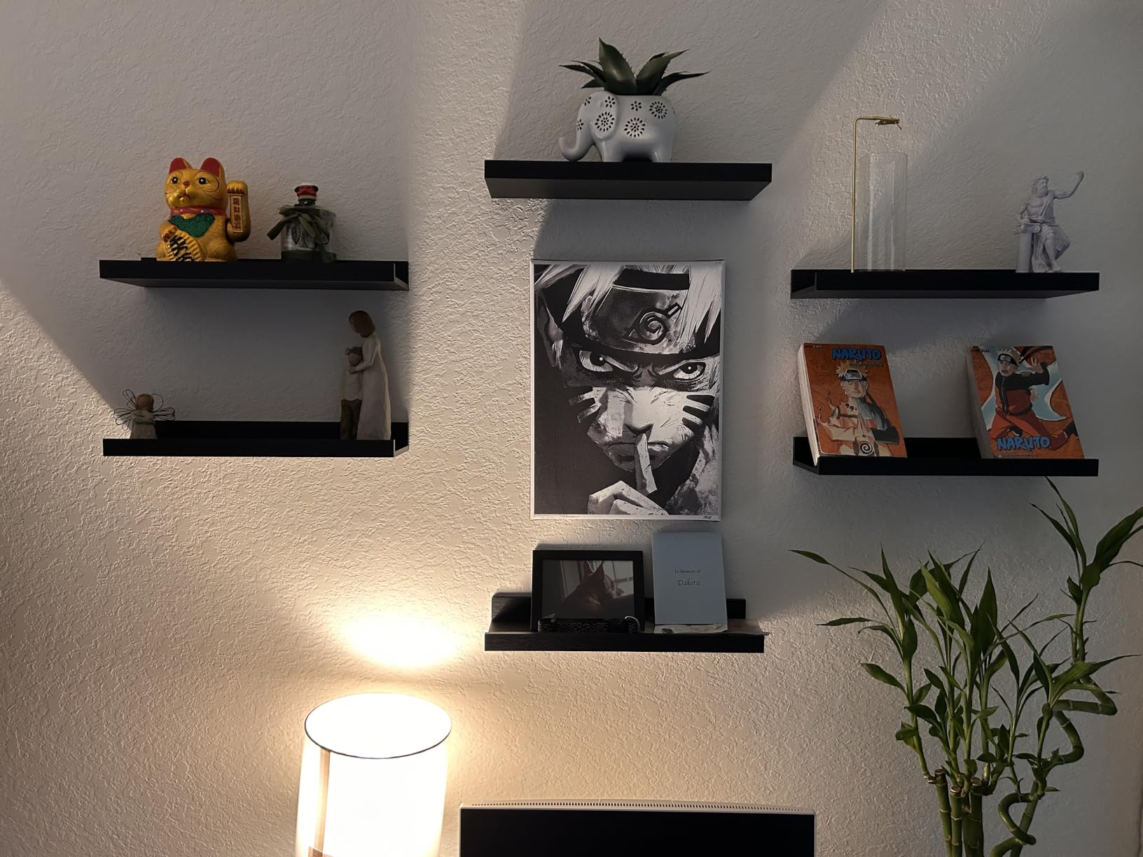 upsimples Floating Shelves for Wall, Wall Shelves for Decor Storage Set of 6, Wall Mounted Wood Shelf for Bedroom, Living Room, Bathroom, Kitchen, Picture Ledge Shelf, Black customer photo 2