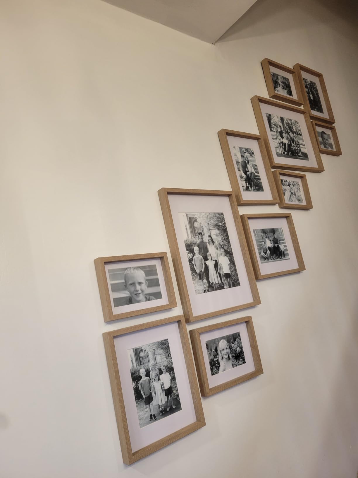 VELISTA 11 Piece Stair Picture Frame Set for Wall - Shadow Box Stairwell Gallery Wall Frame Set - Rustic Stairway Decor for Walls - Wooden Ladder Picture Frames - Farmhouse Staircase Wall Decor (Walnut) customer photo 1