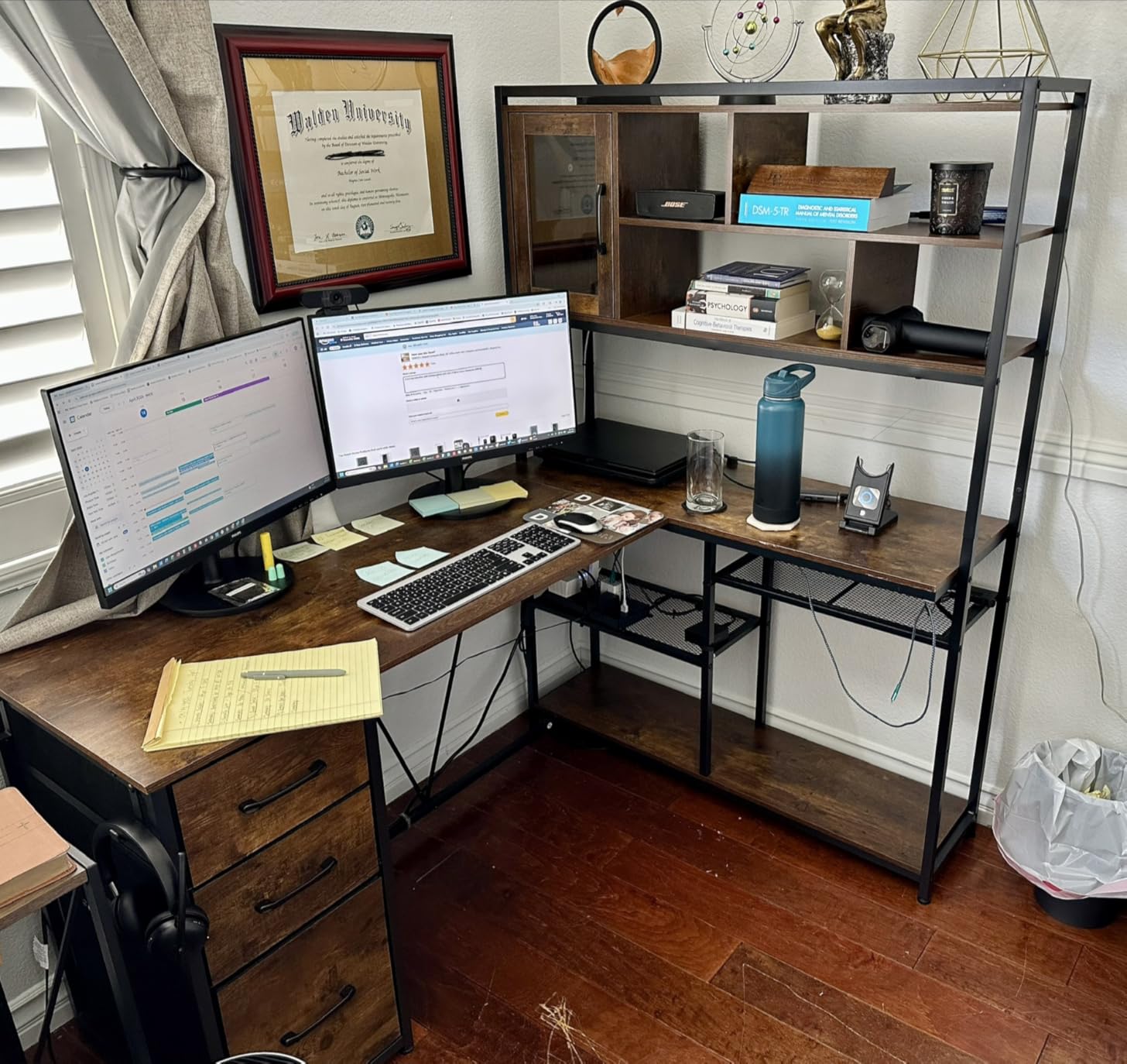 SEDETA L Shaped Computer Desk, 58'' Office Desk with 3 Drawers and Bookshelf, L Shaped Corner Desk with Storage Shelves and LED Light for Home Office, Gaming Desk, L Desk, White customer photo 1
