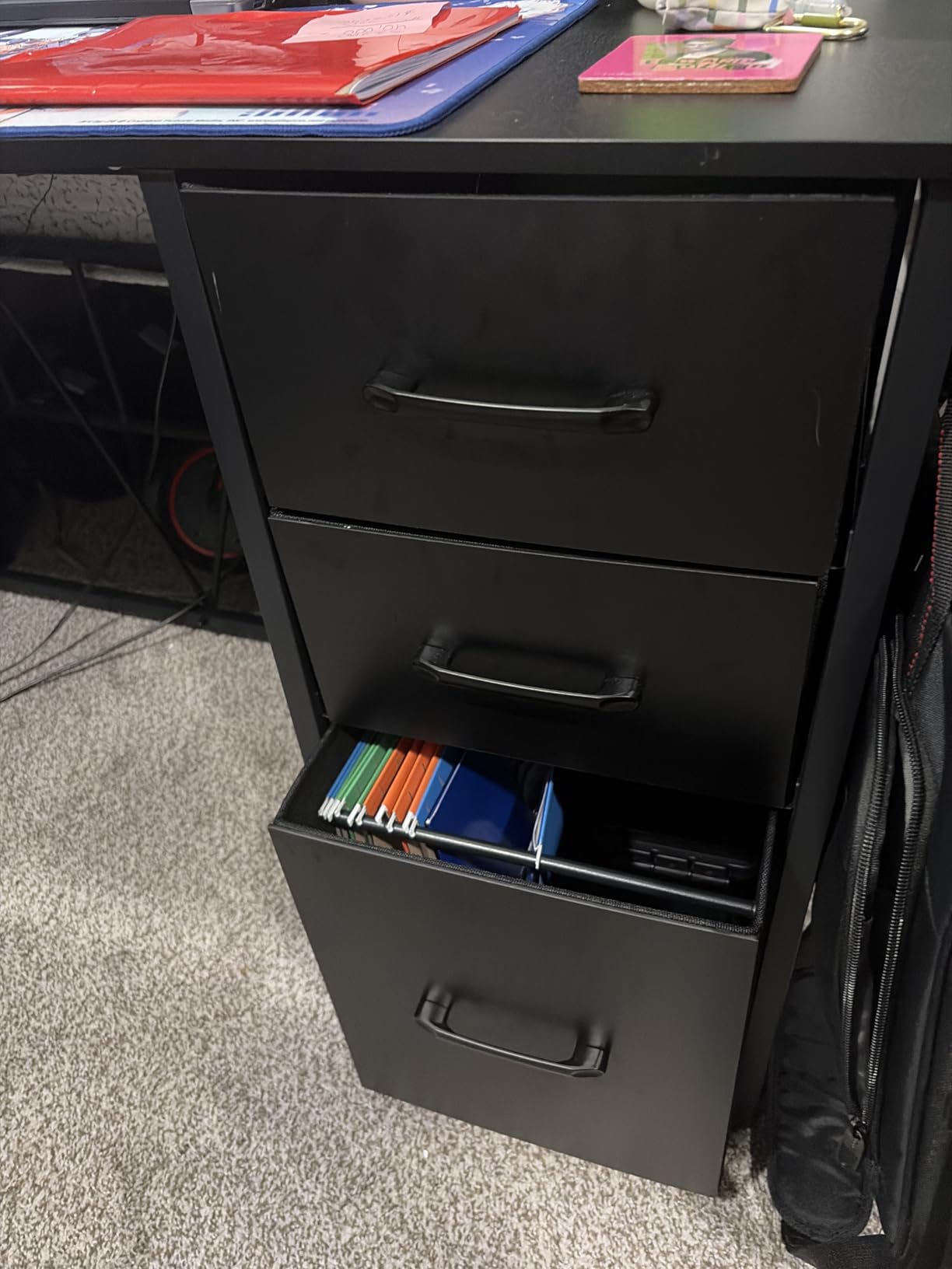 SEDETA L Shaped Computer Desk, 58'' Office Desk with 3 Drawers and Bookshelf, L Shaped Corner Desk with Storage Shelves and LED Light for Home Office, Gaming Desk, L Desk, White customer photo 2