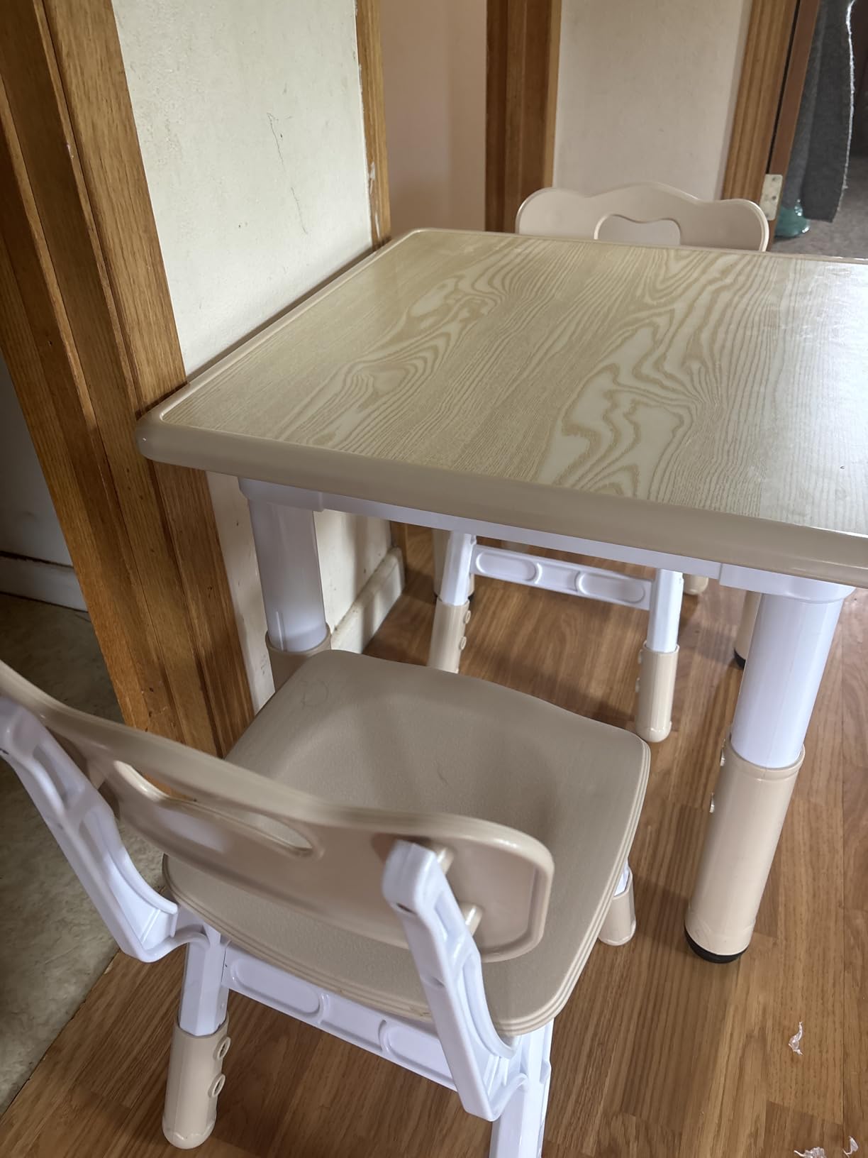 Height Adjustable Kids Table and Chairs Set (2 Chairs) for Ages 2-8 | Non-Slip Toddler Activity Table with Wipe-Clean Desktop, Montessori Learning & Art Drawing Desk for Home Preschool Classroom customer photo 2
