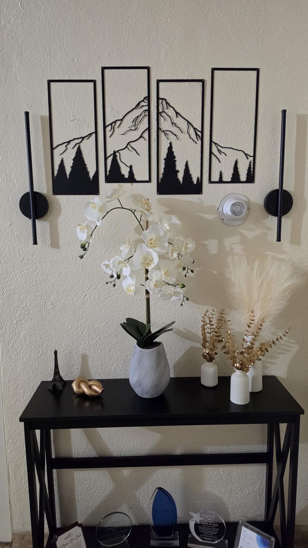 ruelen Wall Decor 3 Pcs Mountain Metal Wall Art, Mountain Line Abstract Minimalist Wall Art Rustic Nature Wall Decor Hanging Sculpture for Home Bedroom Bathroom Living Room (Black) customer photo 1