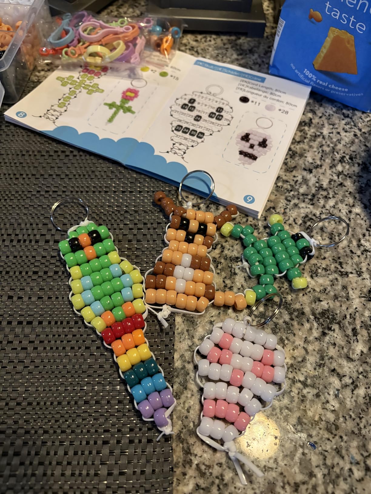 Funtopia Beads for Crafts, Pony Beads Keychain Making Kit, Bead Pets Art Crafts for Kids Beginners, Birthday Party DIY Craft for Girls Boys (1500 Bead, 30 Designs) customer photo 1