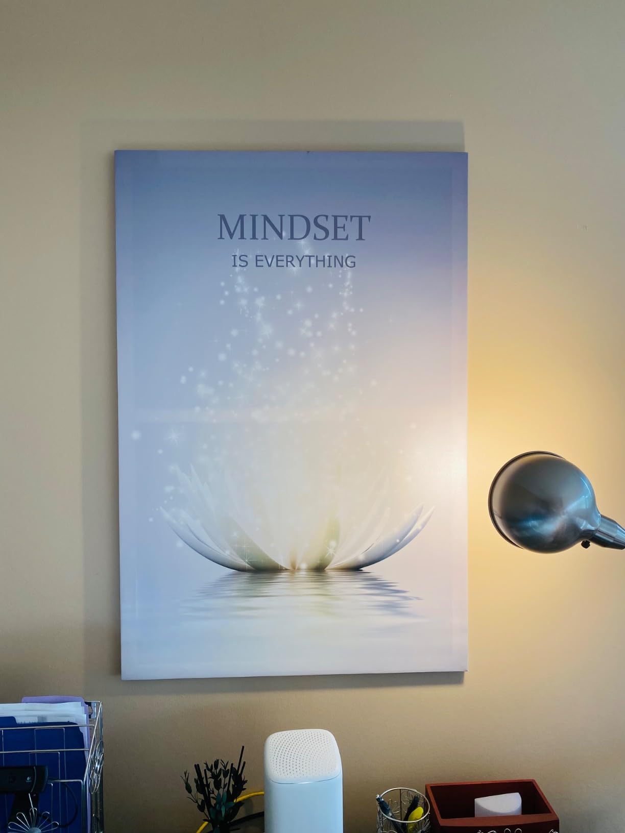 Lotus Flower Wall Art Canvas Mindset Motivational Quotes Poster for Zen Office Wall Decor Spiritual Meditation Prints Artwork Framed (12 x 16inches) customer photo 1
