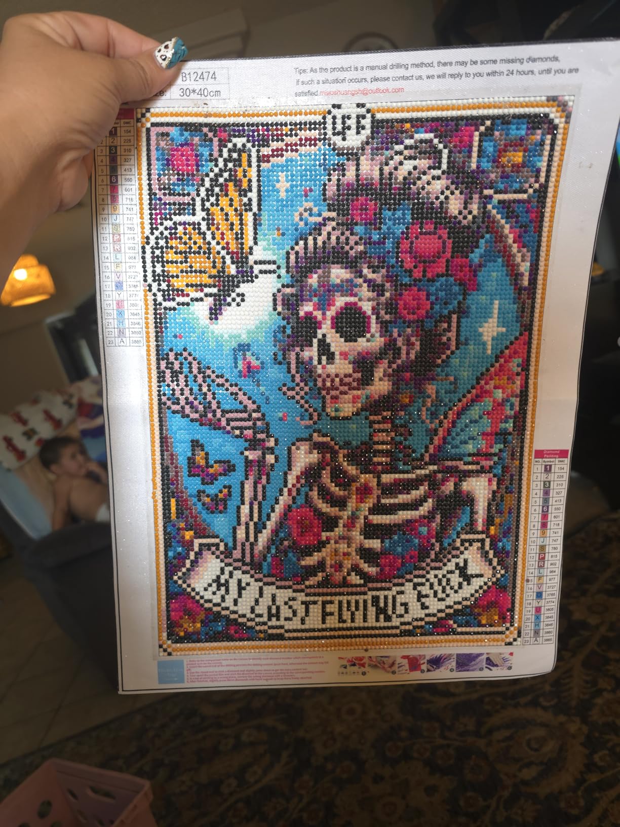Meothan Skull Diamond Art Kits for Adults-Skull Last Flying Diamond Painting Kits for Adults Beginners, 5D DIY Full Drill Round Rhinestone Gem Art Crafts Paintings for Home Wall Decor 12