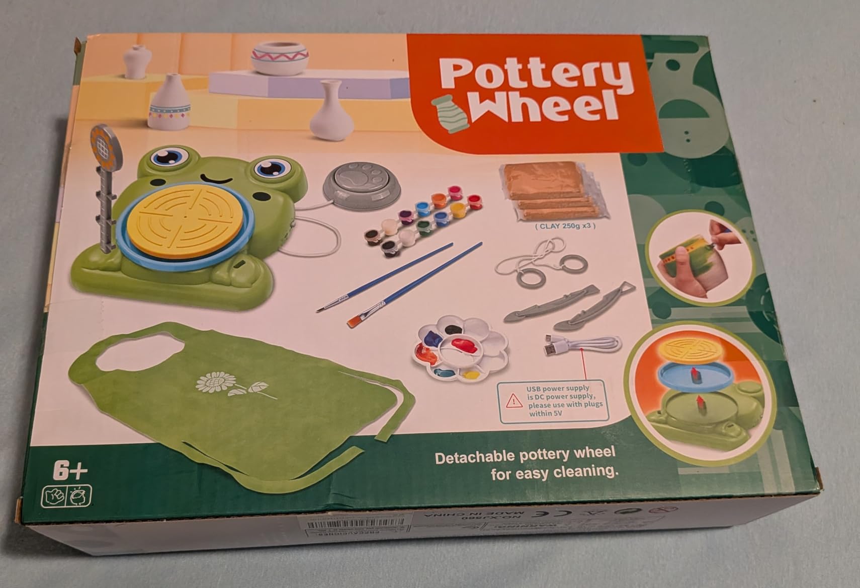 Aujazyble Pottery Wheel for Kids - Complete Pottery Painting Kit Arts and Crafts for Kids Ages 8-12 with 3 Pack Air Dry Clay Art Supplies Toys for Girls Boy Birthday Gift for 6 7 8 9 10 11 12+ customer photo 1
