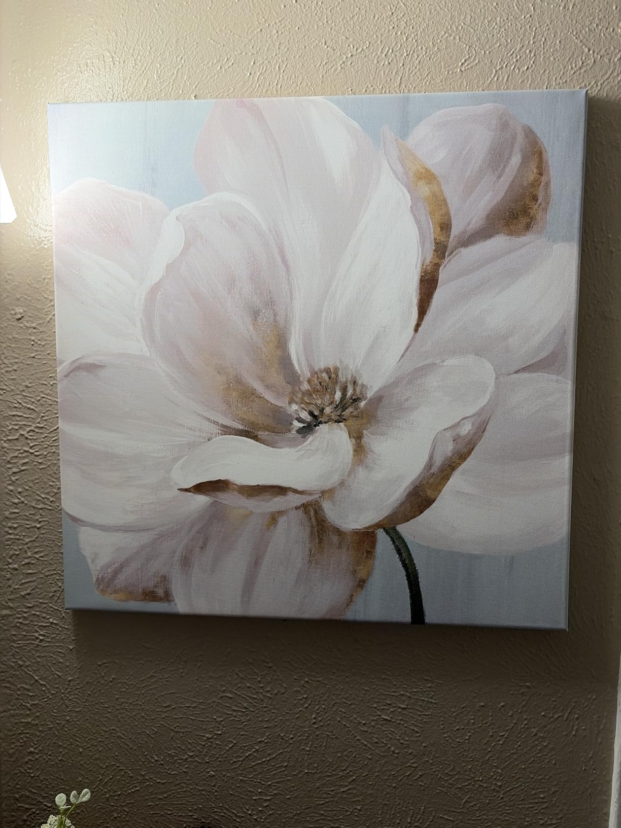 SEVEN WALL ARTS White Flower Canvas Wall Art Modern Blossom Floral Painting Large Abstract Pictures Landscape Print Framed Artwork for Living Room Bedroom Office Home Decor 36