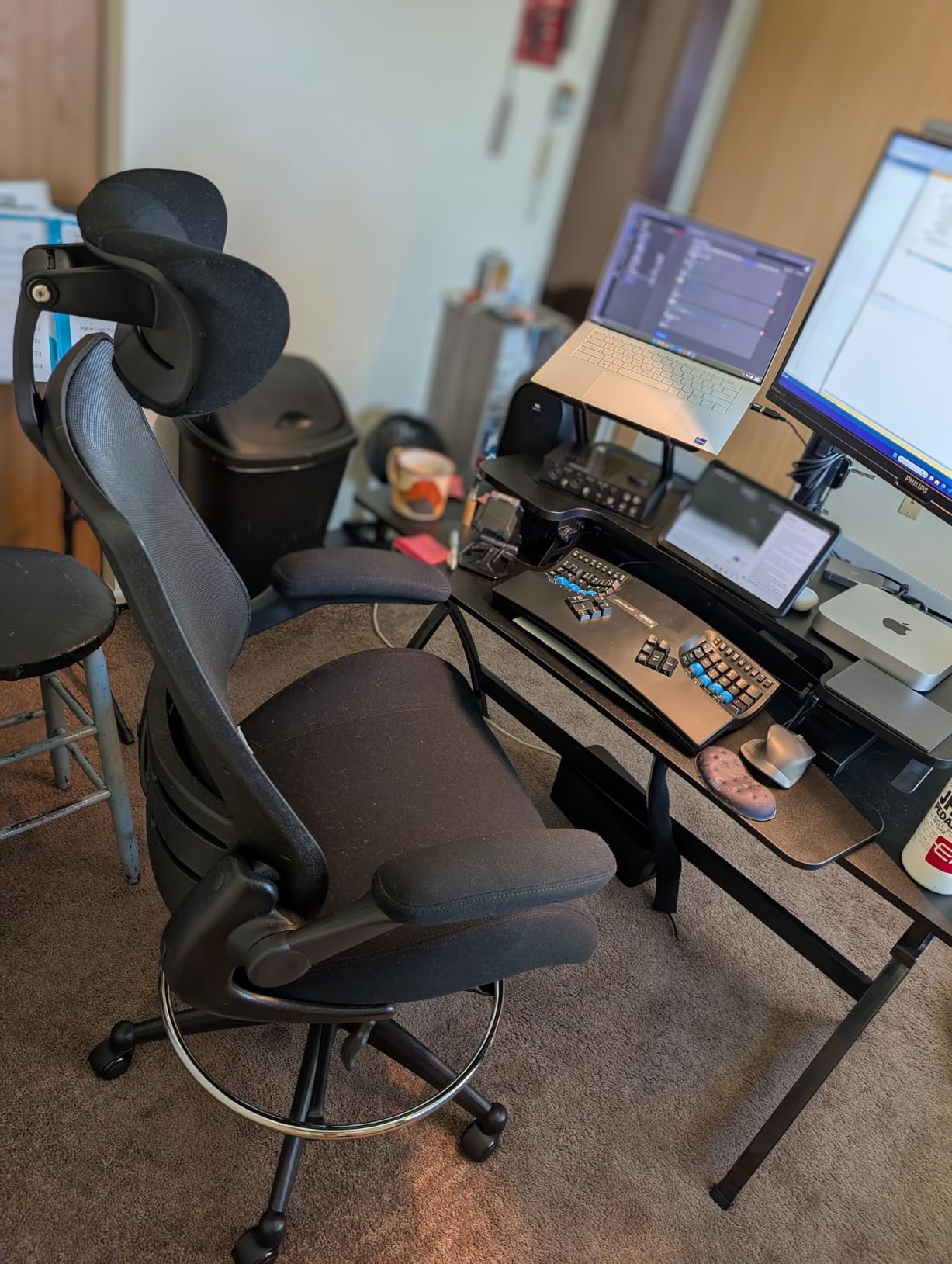 BOLISS Big and Tall Drafting Chair 400lbs - High Back Ergonomic Office Chair for Standing Desk with Double Thick Seat Cushion, Adjustable Foot Ring, Lumbar Support & Flip Up Armrests (Black) customer photo 1