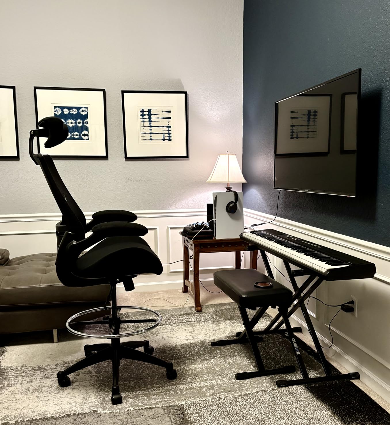 BOLISS Big and Tall Drafting Chair 400lbs - High Back Ergonomic Office Chair for Standing Desk with Double Thick Seat Cushion, Adjustable Foot Ring, Lumbar Support & Flip Up Armrests (Black) customer photo 2