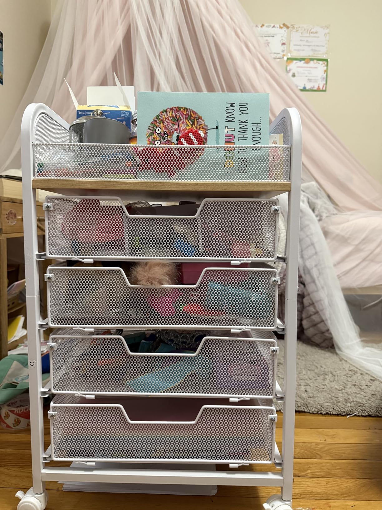 5-Tier Craft Organizer Cart with Wheels, Craft Organizers and Storage with Drawers, Lockable Wheels Rolling Utility Cart with DIY Divider, Office Supply Organizer, Ideal for Studio, Office customer photo 1